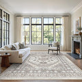 zesthome 6x9 Area Rug, Super Soft Washable Rugs for Living Room, Non-Slip Stain Resistant Vintage Rugs, Ultra-Thin Large Area Rugs (Brown/Beige,6'x9')