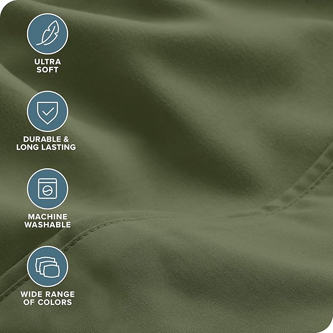 Bare Home Hotel Luxury Queen Sheet Set, Extra Soft - 6 Piece Set - Deep Pockets - Easy Fit - Cooling & Breathable - Wrinkle, Fade, Stain Resistant - Includes 4 Pillowcases (Queen, Cypress)