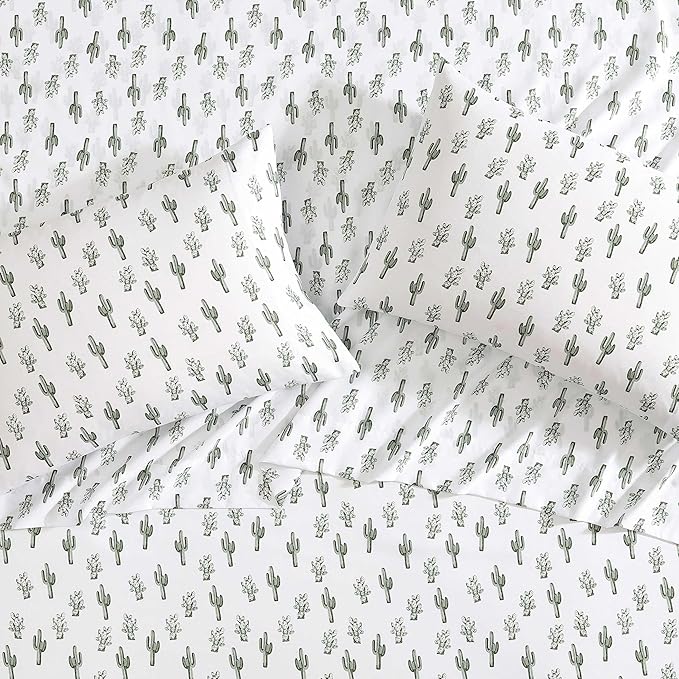 Wrangler - Twin Bed Sheets, Ultra-Soft & Lightweight Bedding with Matching Pillowcase, Lightweight Bed Set for All Season Comfort, Oeko-Tex Certified (Cacti Green)