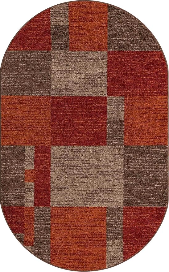 Unique Loom Autumn Collection Area Rug - Providence (5' 1" x 8' Oval, Multi/ Beige)