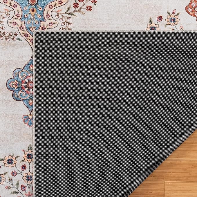 Gertmenian Indoor Boho Area Rug - 9x13 Extra Large, Non Slip, Super Strong, Ideal for High Traffic Areas in Bedroom, Living Room, Kitchen - Dainty Medallion, Multi, 24528
