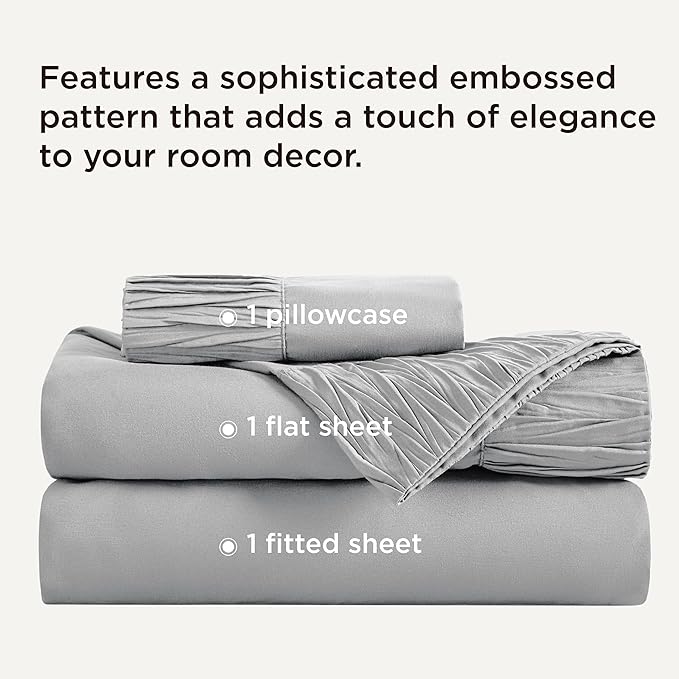 Bedsure Twin Sheets Set - 3 Pieces Soft Twin Bed Sheets - Breathable & Cooling - Hotel Luxury - Easy Care Polyester Microfiber Bedding for Women, Men, Grey