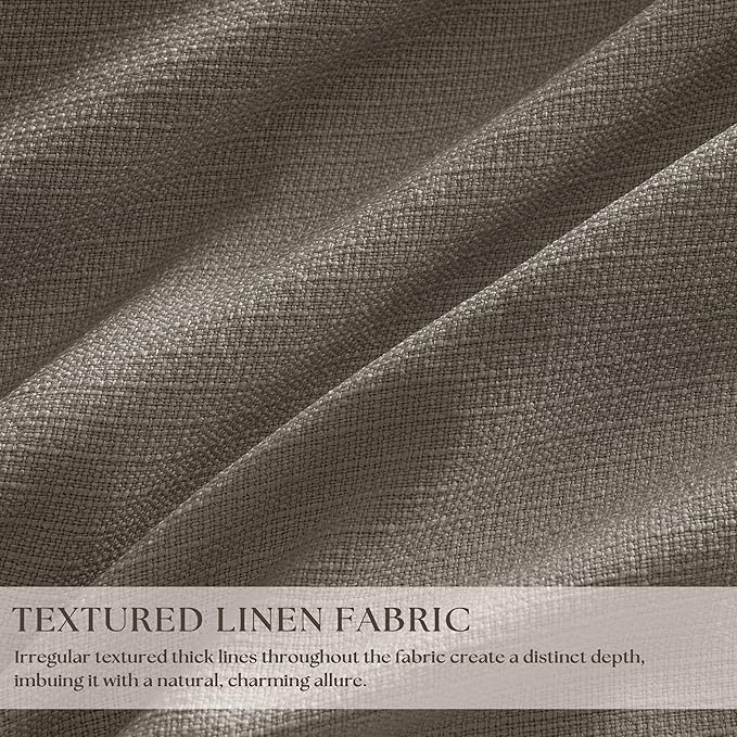 Dark Flax 100 Inch Blackout Pinch Pleated Curtains 2 Panel Set for Living Room Darkening Thick Linen Textured 100% Black Out Drapes 100 Inches Long Pinch Pleat Light Blocking Bedroom Taupe Gray