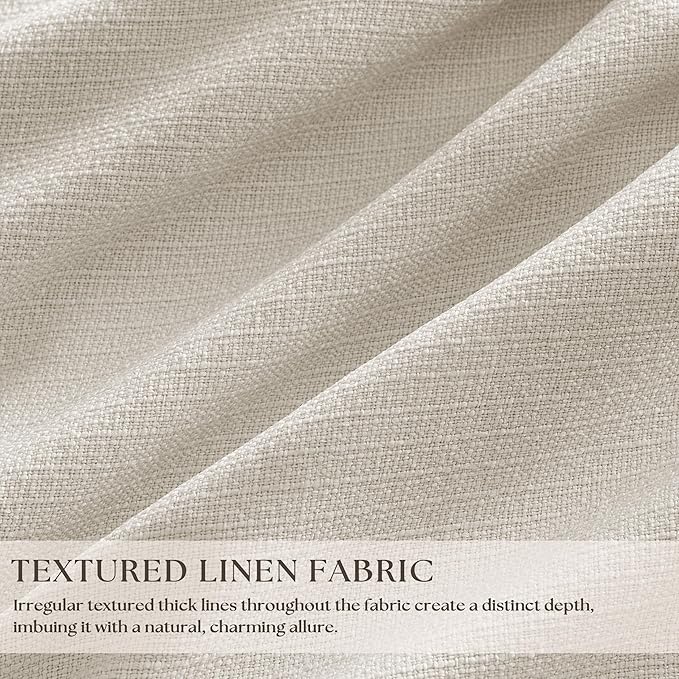 70 Inch Extra Wide Blackout Curtain 96 Inches Long for Living Room Pinch Pleated Natural Linen Cream Beige Thermal Drapes Back Tab Room Darkening 100% Blackout for Bedroom Large Window 70x96 1 Panel