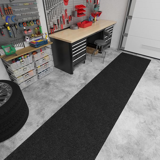 Ottomanson Commercial Scrape Rib Entry Mat – Heavy Duty Ribbed Floor Mat for High Traffic – Non Slip Rubber Back, Waterproof – Indoor Outdoor Use for Offices, Schools, Lobbies, 2'7" x 37', Black