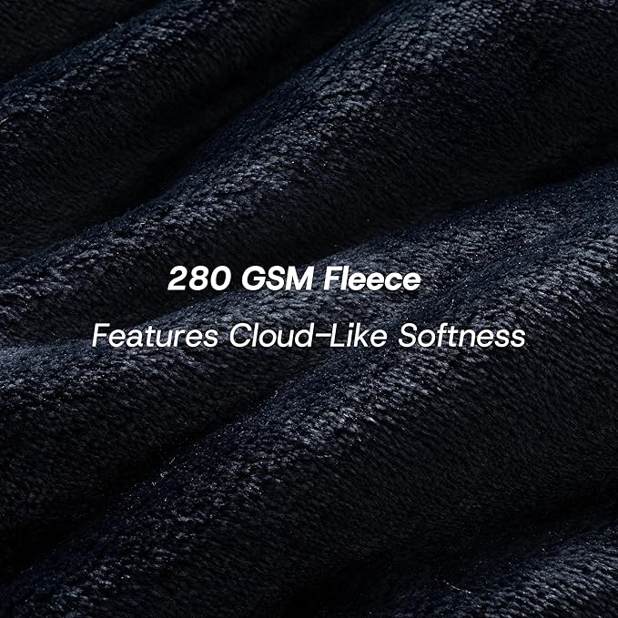 Luxury Fleece Warm Blanket, Soft Lightweight Velvety Plush Blanket for Sofa and Bed, Cozy Comfy for All Seasons(Black, 70×90 Inches)