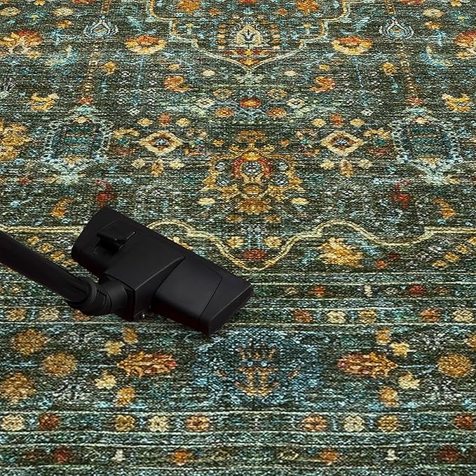 Keen Home Design 10x14 Rug - Machine Washable Area Rug with Non-Slip Backing, Ideal for Living Room, Dining Room, Bedroom - Vintage, Easy Clean, Durable, Low Pile Rug - (9'7" x 14')