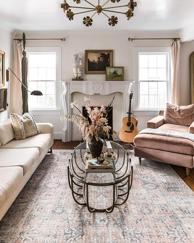 Loloi Skye Collection SKY-01 Blush/Grey 6'-0" x 9'-0" Area Rug