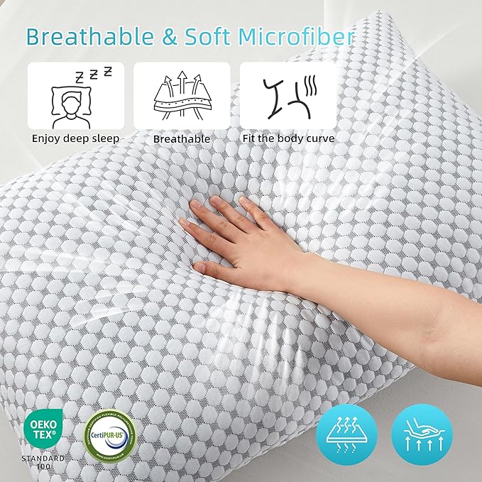 SAPHREAS Cooling Bed Pillows King for Sleeping, Luxury Hotel Shredded Memory Foam Pillows for Side Back Stomach Sleepers, Cool Firm Pillow for Neck Support