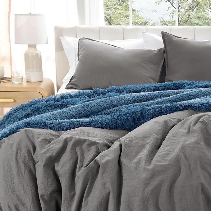 Bare Home Microfiber Duvet Cover Set - Ultra Soft Washed Microfiber - Queen Size - Linen-Like Look - Easy Care - Breathable Fabric - Our Softest Duvet Cover Set (Queen, Grey)