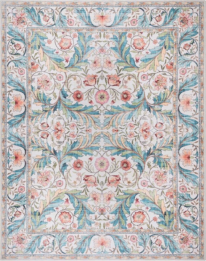 Gertmenian Indoor Boho Area Rug | Home Decor for Entryway, Bedroom, Living Room, Office, Kitchen | Non Slip, Soft, Printed Accent Rugs | Altair, Ivory, 9x13 Extra Large, 24500