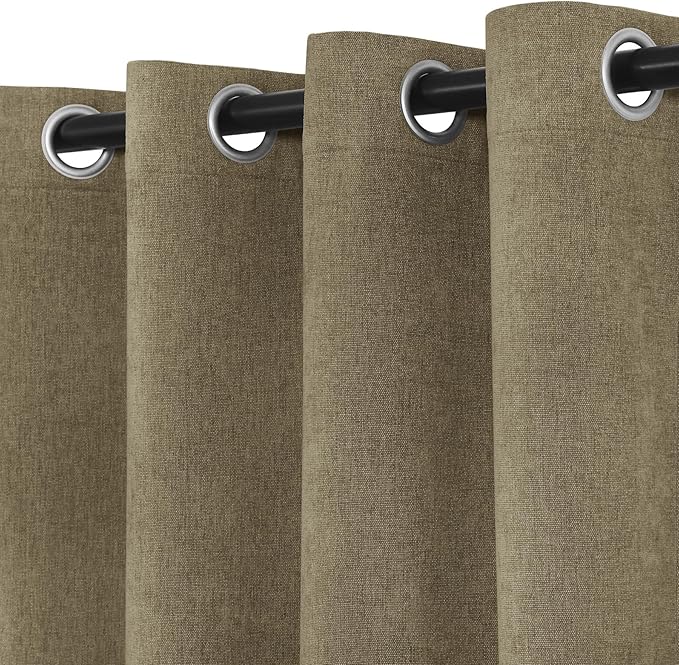 Macochico 100% Blackout Chenille Curtains Thermal Insulated Noise Reducing Velvet Draperies for Living Room Bedroom Hotel Soil Brown Blackout Curtains Grommet Top with Tieback 84" Wx84 L 1 Panel