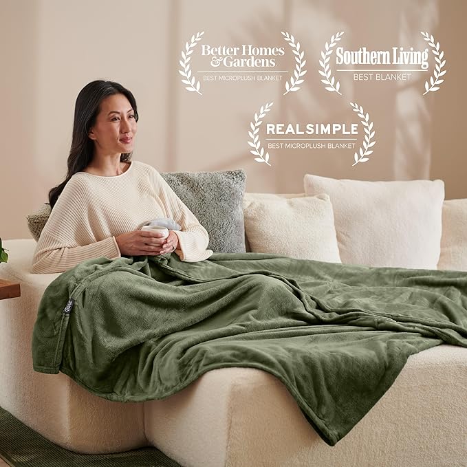 Bare Home Fleece Blanket - Full/Queen - Ultra-Soft Lightweight for Bed, Sofa, and Couch - Luxury Microplush - Cozy Warm Blanket (Full/Queen, Cypress)