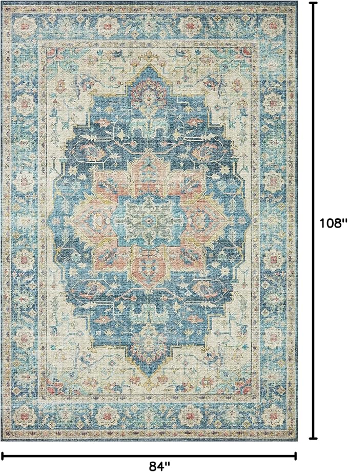 Loloi Skye Collection SKY-12 Ocean/Multi 7' x 9' Oval Area Rug