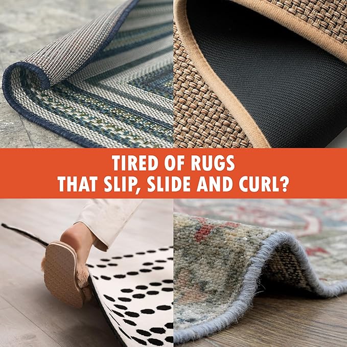 Rug Wrangler Rug Tape Grip – Non-Slip Rug Pads for Hardwood Floors (4-Pack) Rug Tape with No Damage or Residue, Carpet Corner Holders, Anti-Slip Rug Grips, Vacuum Tech Double Sided Rug Pad