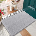 OLANLY Dog Door Mat for Muddy Paws 30x17, Absorbs Moisture and Dirt, Absorbent Non-Slip Washable Doormat, Quick Dry Chenille Mud Mat for Dogs, Entry Indoor Entryway Carpet for Inside Floor, Light Grey