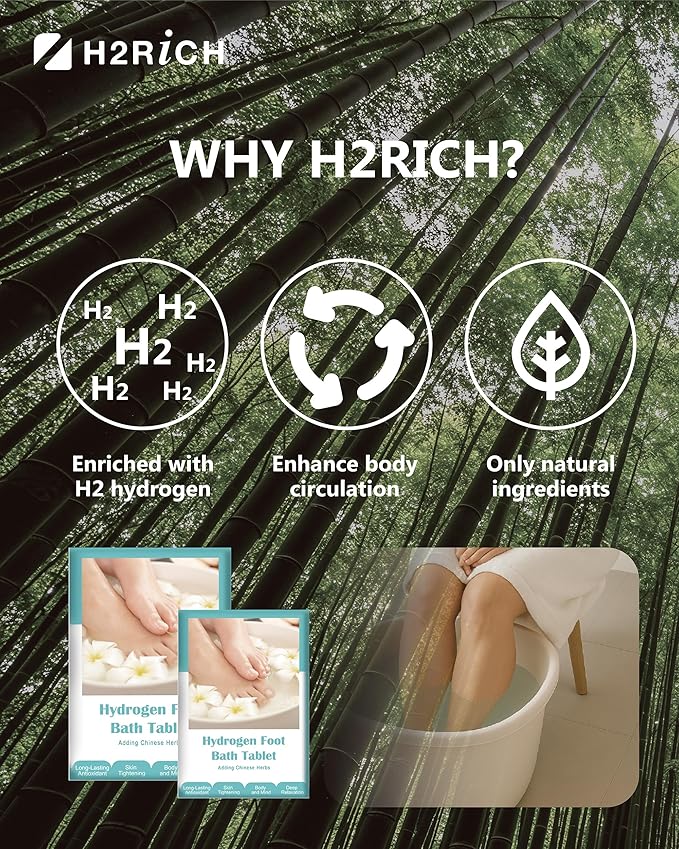 Hydrogen Foot Soak Effervescent Tablets 10 Pack | Ginger & Mugwort Herb Foot Bath, Relaxing Spa Pedicure Care | Improves Circulation, Soothes Tired Feet, Softens Calluses, Controls Odor
