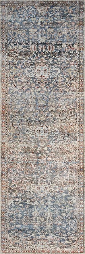 Loloi Chris Loves Julia Jules Collection JUL-06 Denim/Spice 3'-6'' x 5'-6'', .13" Pile Height, Accent Rug