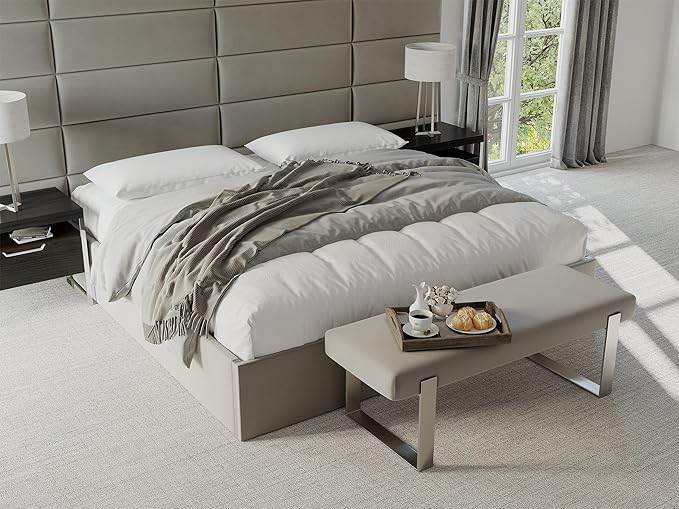 VANT Upholstered Bed Bench - Velvet Navy - Burnished Brass - Contemporary Modern, Bedroom Bench Seat, Hallway, or Entryway