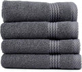 EastNBlue Lara 100% Turkish Cotton Washcloths 4 Pack, Extra Soft & Absorbent Wash Cloths for Face & Body (12" x 12"), Terry Cloth, Small Hand Towels for Bathroom, Dark Grey