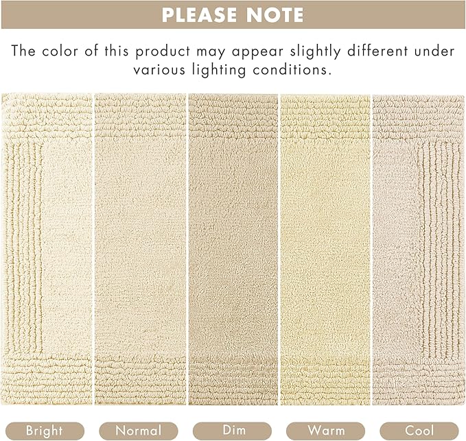 Madison Park Splendor Reversible 100% Cotton Tufted Bathroom Rug-3000 GSM Hotel Quality Luxurious Plush Medium Pile Bath Mat Absorbent, Quick Dry, Shower Room Décor, 20x30 Natural