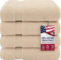 American Veteran Towel, 100% Cotton Turkish Bath Towels for Bathroom 4 Pack, 27x54 Extra Large Premium Soft Drying Bathroom Towels, Beige