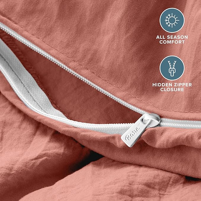 Bare Home Microfiber Duvet Cover Set - Ultra Soft Washed Microfiber - King/California King - Linen-Like Look - Easy Care - Breathable Fabric - Our Softest Duvet Cover Set (King/Cal King, Dusty Rose)