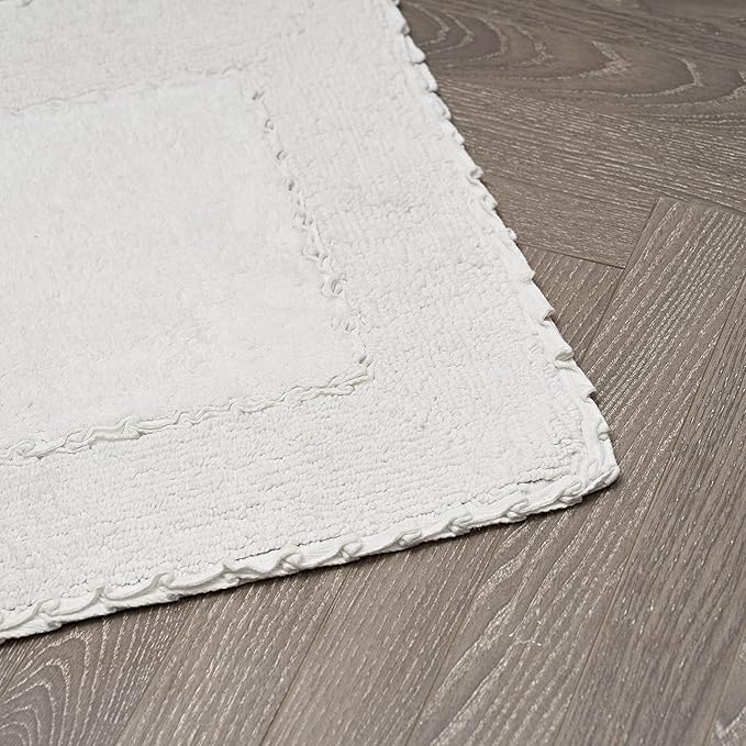 Laura Ashley Ruffle Border 100% Cotton Bath Rug, White, 17"x 24"