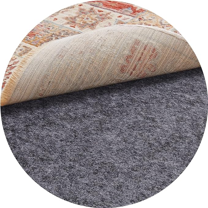 Veken 5 Ft Round Non Slip Cushioned Rug Pad Gripper, Felt and Silicone Backing, 1/4 inch Thick Carpet Liner for Hardwood Floors and Finishes, Under Area Rugs Anti Skid Mat, Keep Rugs Safe and in Place