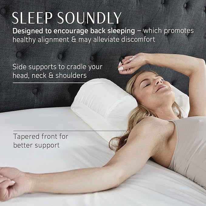 YourFacePillow, Back Sleeper Beauty Pillow, Cervical Neck Pillow, Patented Contour Memory Foam Pillow, Ergonomic Neck, Back and Shoulder Support. Back Sleeping Reduces Pressure on Skin - Standard