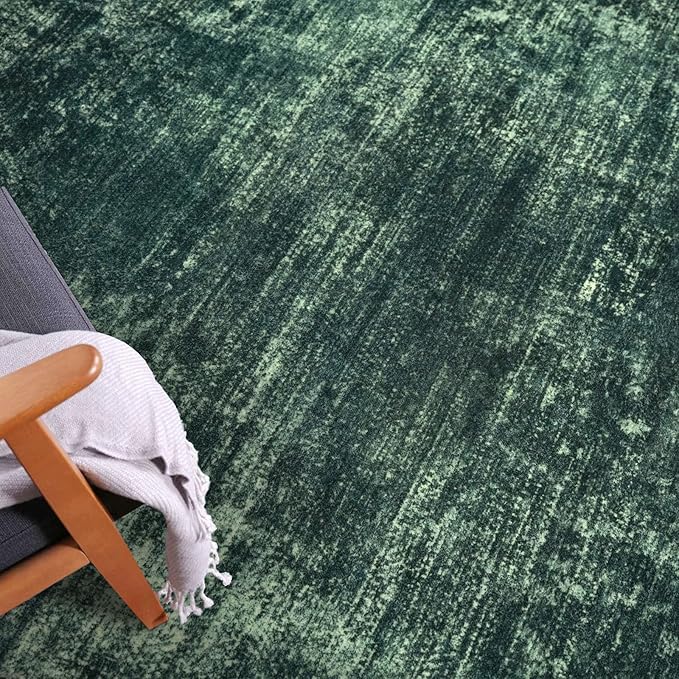 IOHOUZE Abstract Runner Rug 3x20 Ft Extra Long Washable Runners for Hallways, Non Slip Kitchen Runner Printed Faux Wool Entryway Runner Indoor, Modern Abstract Floor Carpet for Hall Stair, Dark Green