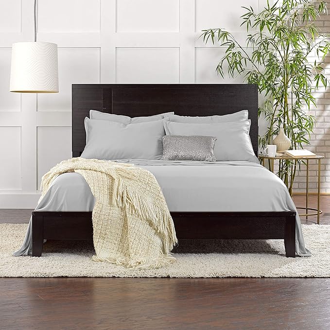 Pure Bamboo Queen Sheets, Genuine 100% Organic Viscose Derived from Bamboo Bed Sheet Set, Luxuriously Soft & Cooling, Double Stitching, 2 Year Quality Promise (Queen, Silver Pearl)