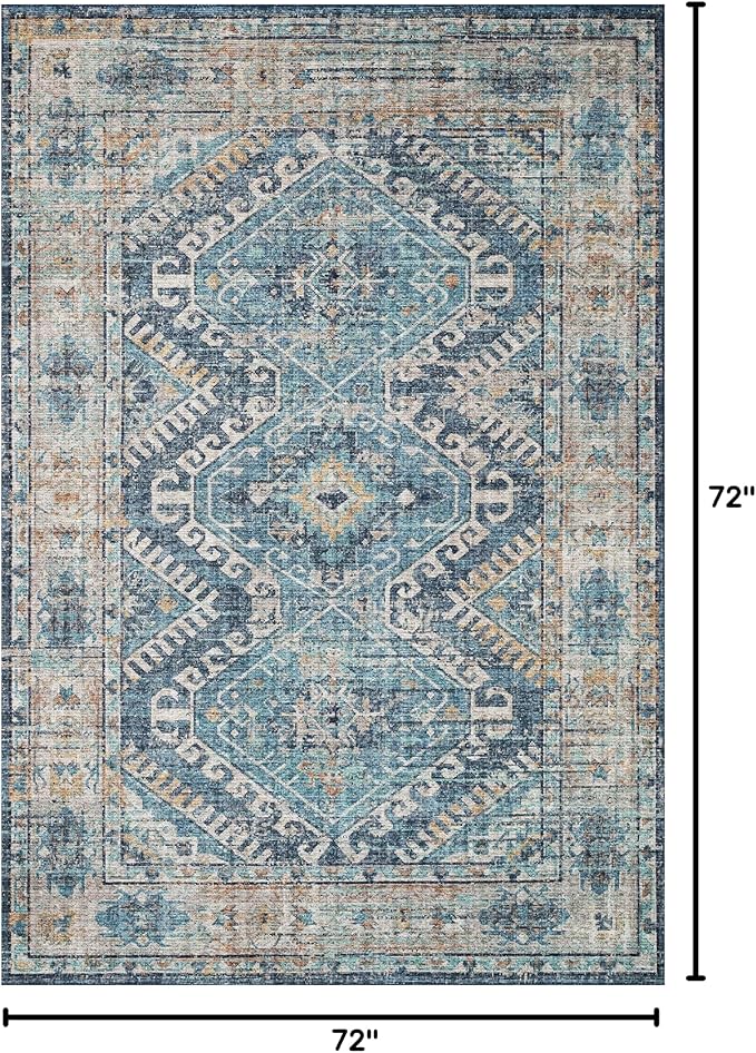 Loloi Skye Collection SKY-03 Denim/Natural 6'-0" x 6'-0" Round Area Rug