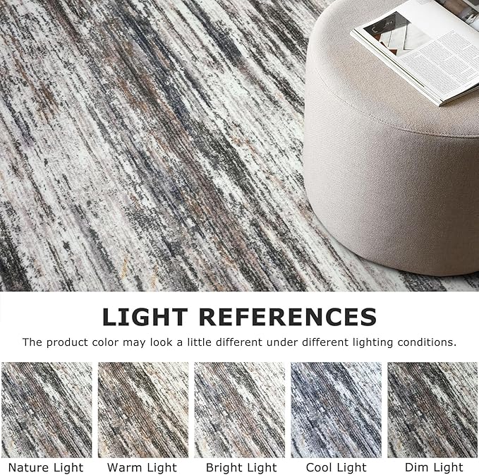 2x6 Modern Abstract Runner Rug for Hallways, Grey Brown Super Soft Hallway Decor Kitchen Rugs with Non-Slip, Non-Shedding Washable Runners for Entryway Bedroom Indoor