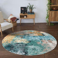 vivorug Round Rug 5ft Abstract Round Area Rug Non-Slip Indoor Carpet for Living Room Bedroom Entryway, Stain Resistant Home Decor Circle Rug, Rosy Clouds