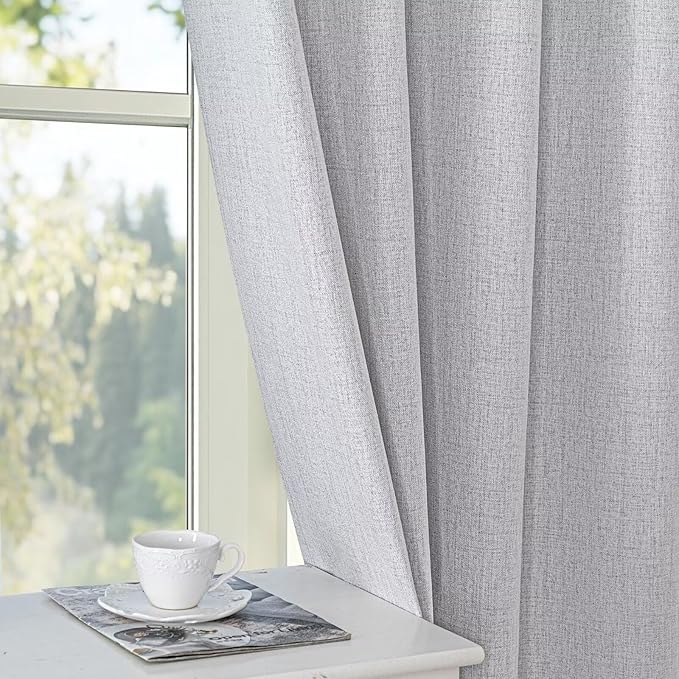 100% Blackout Curtains 72 Inch Length 2 Panels Set, Black Out Curtains for Living Room, Off-White Thermal Insulated Grommet Drapes Bedroom Luxury Decor Privacy(52W × 72L inch, Off-White)