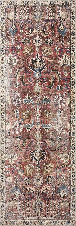 Loloi Chris Loves Julia Jules Collection JUL-01 Merlot/Multi 2'-6'' x 12'-0'', .13" Pile Height, Runner Rug