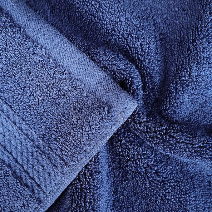 SUPERIOR Egyptian Cotton Pile 9 Piece Towel Set, Includes 3 Bath, 3 Hand, 3 Face Towels/Washcloths, Ultra Soft Luxury Towels, Thick Plush Essentials, Guest Bath, Spa, Hotel Bathroom, Navy Blue