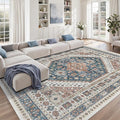 zesthome 9x12 Area Rugs,Stain Resistant Washable Rug,Ultra-Thin Rugs for Living Room,Bedroom,Non-Slip Backing Home Decor Large Area Rug (Navy Blue/Red,9'x12')