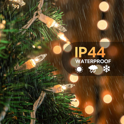 100 Count Clear Christmas Lights White Wire,23Feet Incandescent Clear Mini Lights,Connectable Indoor Outdoor Christmas Tree String Lights,Birthday,Holiday,Party,Wedding,Xmas,Warm White