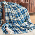 Heated Electric Blanket Twin Size,62X84 Heating Blanket with 10 Heats Levels&8 Hours Auto Off&Timer,Blue Plaid Soft Cozy Sherpa Blankets Warmer Gifts for Grandma Women Adult,Fast Heating Washable