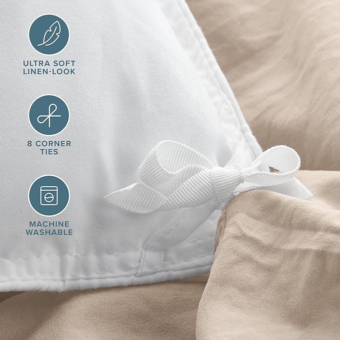 Bare Home Microfiber Duvet Cover Set - Ultra Soft Washed Microfiber - Oversized King Size - Linen-Like Look - Easy Care - Breathable Fabric - Our Softest Duvet Cover Set (Oversized King, Pebble Beach)