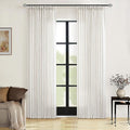 Cream Ivory Linen Curtains 80 Inches Long 2 Panels Set for Living Room Bedroom Pinch Pleated Back Tab Drapes Neutral Modern Farmhouse Decor Semi Sheer 80 Inch Curtains for Dining Room Window Cabin