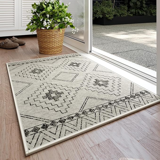 Indoor Door Mat 20"x31",Beige Door Mats Indoor Entrance Dirt Resistant & Absorbent, Non-Slip Rubber Backing Front Door Mats,Washable Low-Profile Doormat for Entryway, Inside Home Entrance