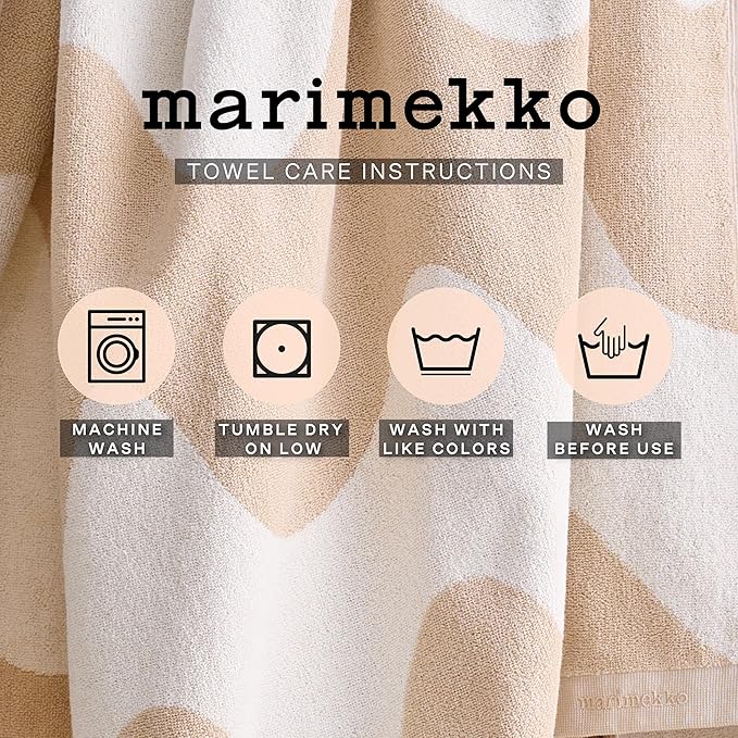 MARIMEKKO Melooni Terry Cotton Bath Towel (Charcoal) – Natural Forms Patterned Bath Towels – 59 in x 28 in