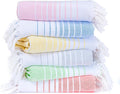 Native Fab Turkish Beach Towels - 6 Pack - Oversized 40"x71" - 100% Cotton, Lightweight, Thin, Quick Dry, Sand Free - Large Striped Towel for Adults, Travel, Bath, Swim, Camp - Multi 6 Colors
