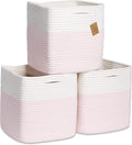 NaturalCozy Storage Cubes 11 Inch Cotton Rope Woven Baskets for Organizing, 3-Pack | Cube Storage Bin | Square Storage Baskets for Shelves Organizer, Classroom, Kids Toy Bins, Closet, Baby Nursery