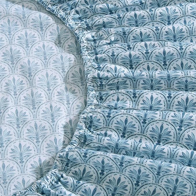 Tommy Bahama - King Sheet Set, Super Soft Cotton Percale Bedding with Matching Shams, Tropical Bedding Set, Oeko-Tex Certified (Coastal Batik Blue, King)