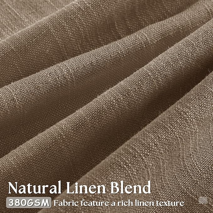 Brown Linen Pinch Pleated Curtains 108 Inches Long 2 Panels for Living Room Bedroom Light Filtering Drapes 108 Inch Length Dutch Cocoa Semi Sheer Memory Shape Trained Ceiling Floor Curtain