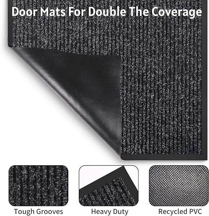 Front Door Mat Indoor Outdoor Entrance, 36" x 72" All-Season Heavy Duty Waterproof Doormat, Non-Slip Absorbent Entryway Mat, Easy to Clean, Low Profile Commercial Floor Mat for Indoor Outdoor